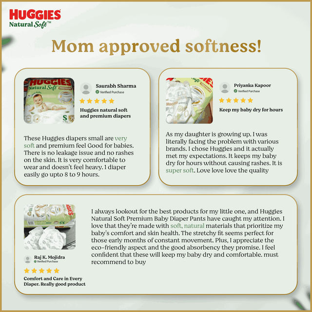 Huggies Natural Soft Premium Diaper Pant For Kids | S (4 - 8 kg)
