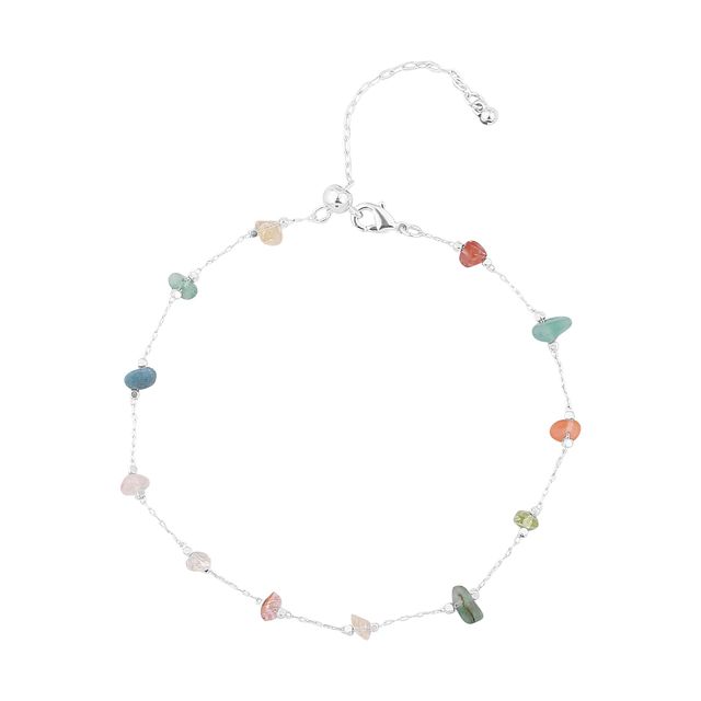 Accessorize London Women Sterling Silver-plated Raw Cut Stone Anklet