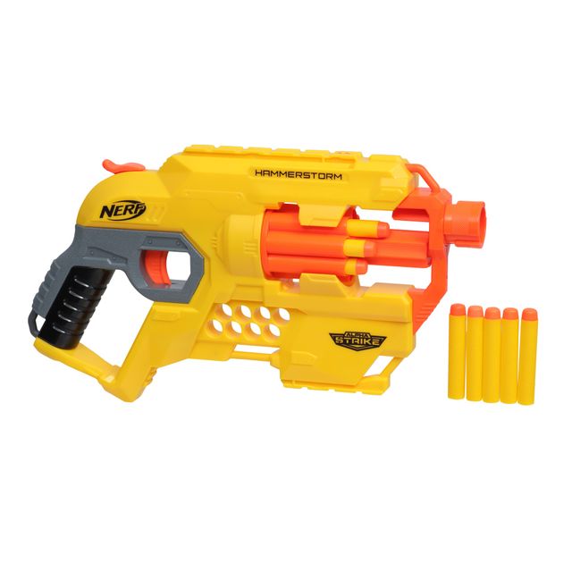 Nerf Alpha Strike Hammerstorm Blaster | 8-Dart Drum | 8 Nerf Elite Darts - Assorted | Toy Gun