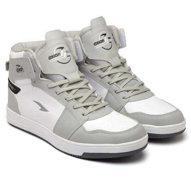 Asian Carnival-13 Hightop Sneakers For Men Grey Navy | UK-7