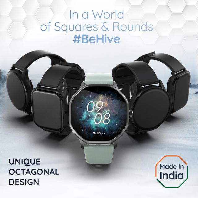 Pebble Hive - Octagon HD Display, Bluetooth, Health Monitoring Smart Watch