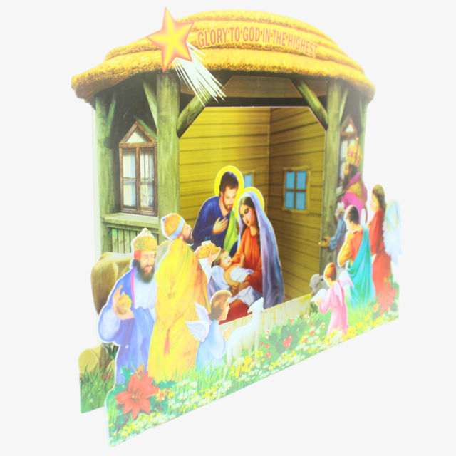 Christmas Nativity Scene 3D Pop-Up Cardboard Paper Baby Jesus Birth