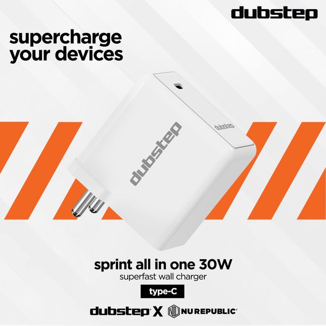 Dubstep All In One 30W 6A Fast Charging Adapter With Cable (Type-C To Type-C)