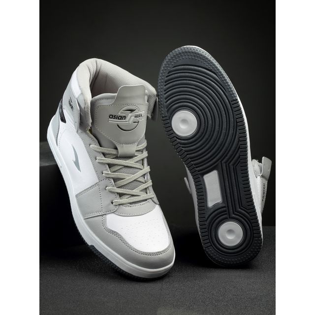 Asian Carnival-13 Hightop Sneakers For Men Grey Navy | UK-7