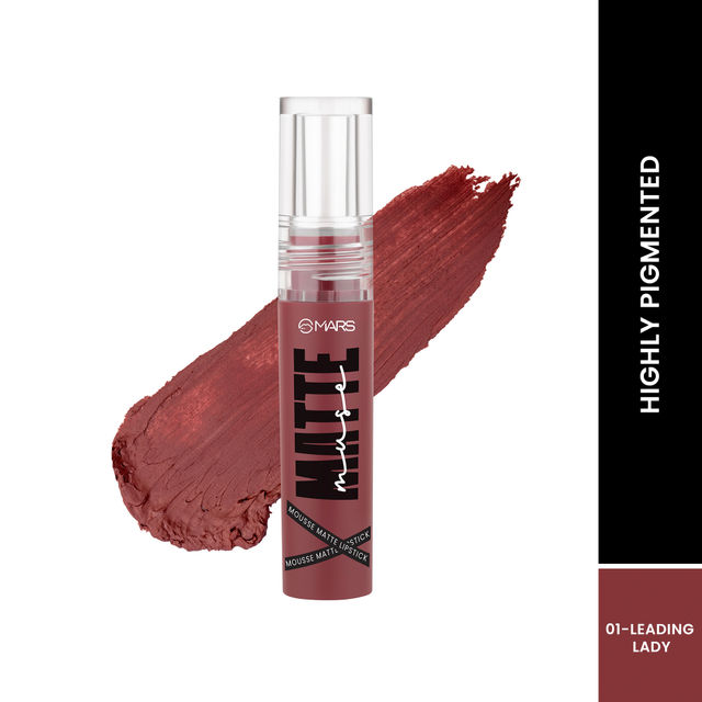 MARS Cosmetics Matte Muse Mousse Lipstick (3ml) (01-LEADING LADY) with Doe-Foot Applicator