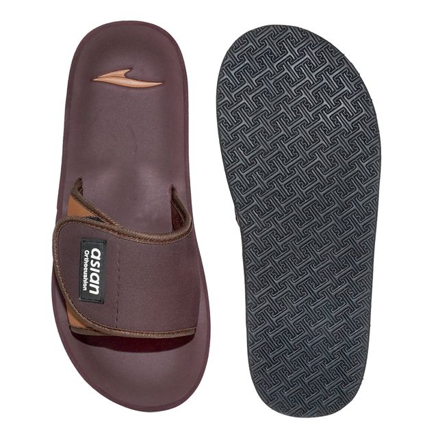 Asian Men's Fabrication Slides | AFG-706 | Brown and Tan - UK 10