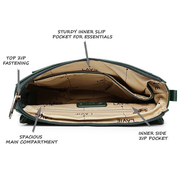 Lavie Women's Becca Polyester Sling Bag | Dark Green - S