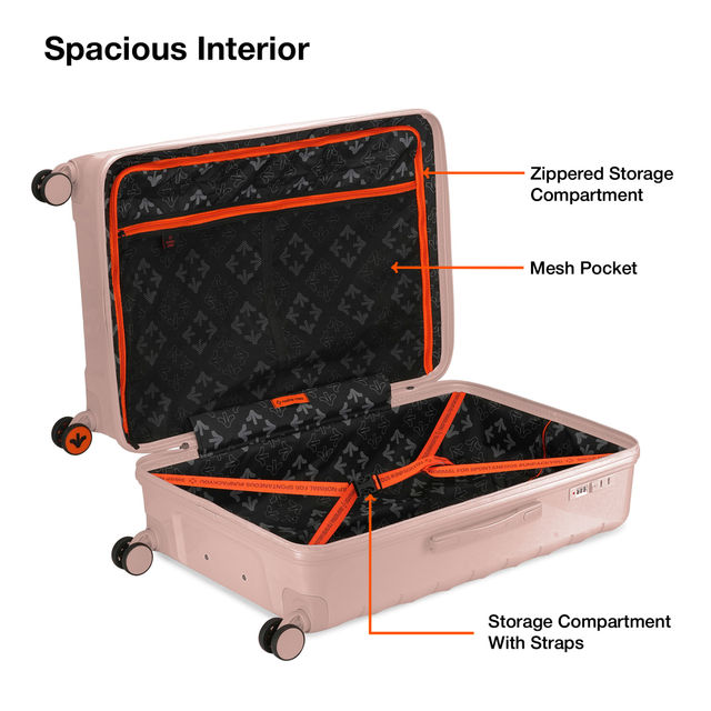 Nasher Miles Vienna Check-In Hard Sided Polypropylene 28 Inch|75 cm Trolley Bag - Peach