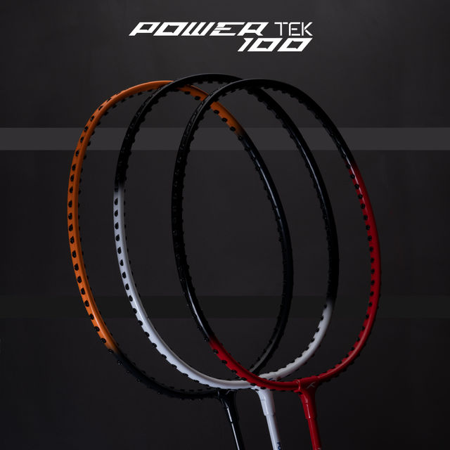 Hundred Powertek 100 (2 Strung Rackets With 1 Full Cover) & 3Pc Aura Nylon Shuttlecocks