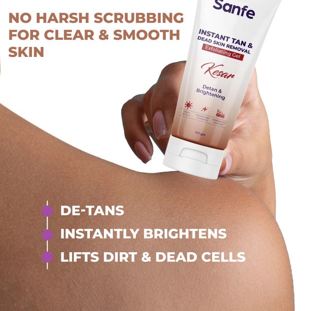 Sanfe Kesar Instant Glow Exfoliating Gel - Visibly Removes Tan, Brighten Skin, Aha Exfoliation