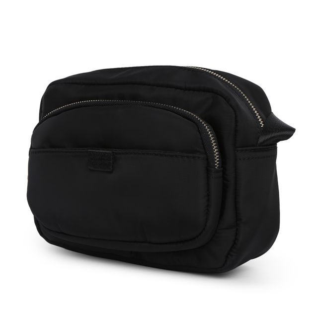 Accessorize London Women's Faux Leather Megan Nylon Large Sling Bag | Black
