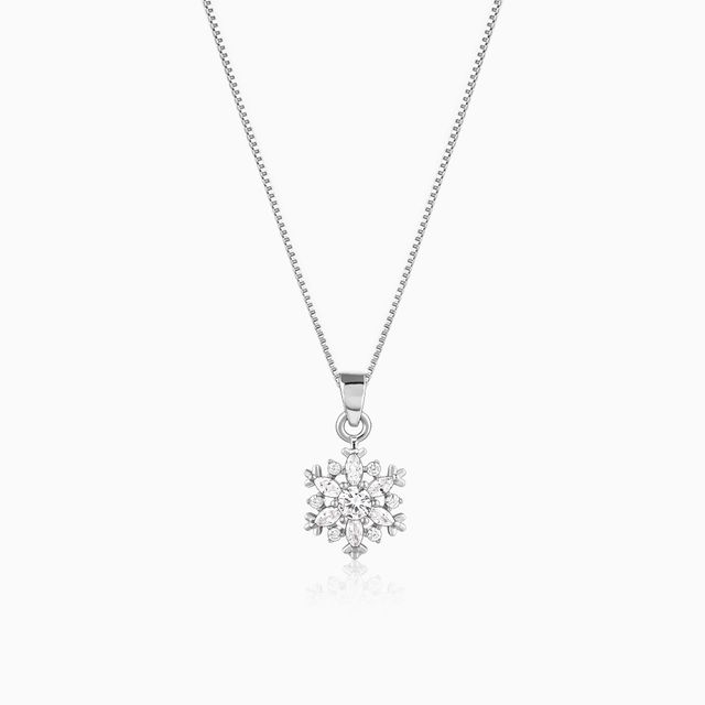 Giva Silver Snowflake Pendant With Box Chain