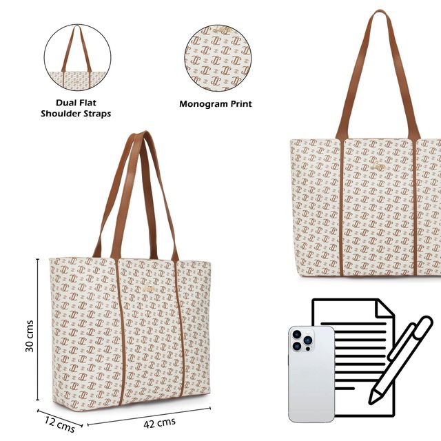 Lavie Women's Mono LL Meghan Large Tote Handbag | Offwhite