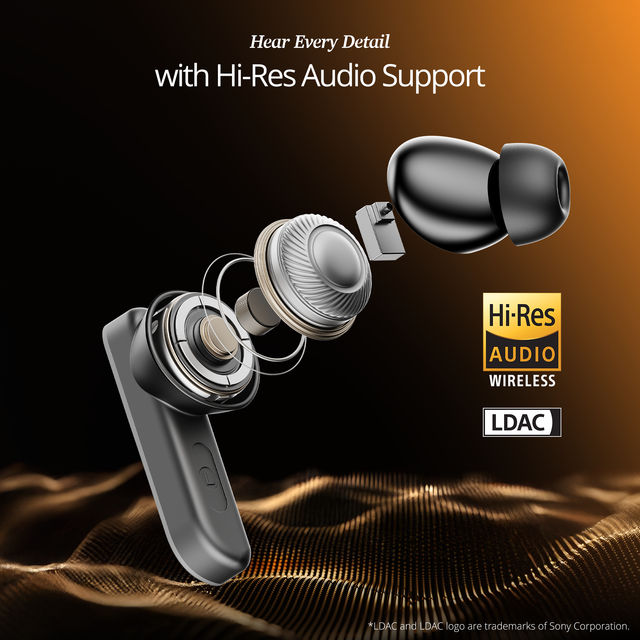 boAt Airdopes 800 Hidef With Hidef Audio By Ldac, Enx, App Support, 40Hrs Battery, Graphite Grey