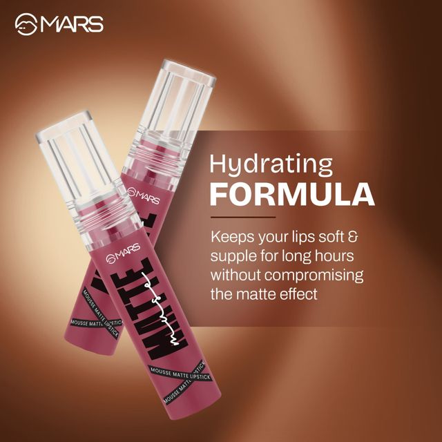 MARS Cosmetics Matte Muse Mousse Lipstick (3ml) (05-EMPRESS) with Doe-Foot Applicator