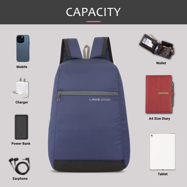 Lavie Sport Unisex Solid Polyester 11 L Top Handle Backpack | Navy