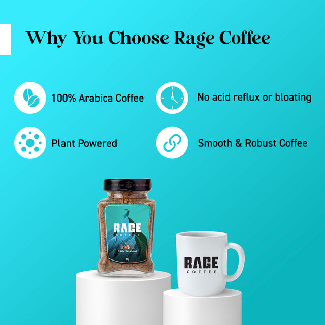 Rage Coffee Irish Hazelnut Flavour - Premium Arabica Instant Coffee - 50 Gm(50gms) & Rage Coffee Dark Chocolate Flavour - Premium Arabica Instant Coffee(50gms) Combo