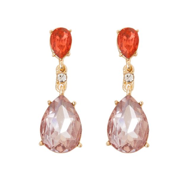 Accessorize London Women's Gold Plated Orange Teardrop Crystal Alloy Dangle Earrings