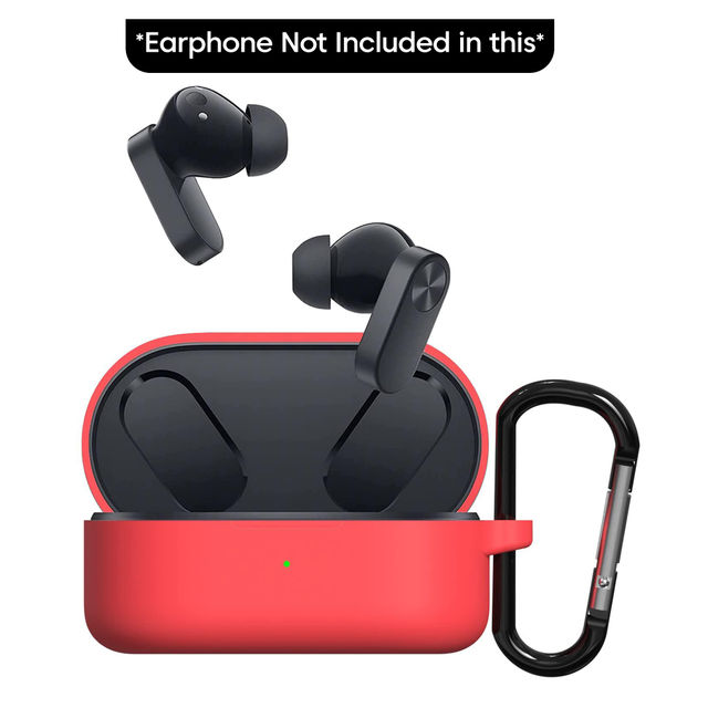 Sounce Silicone Case for OnePlus Nord Buds 2 | 360 Protection | Shockproof With Keychain | Red