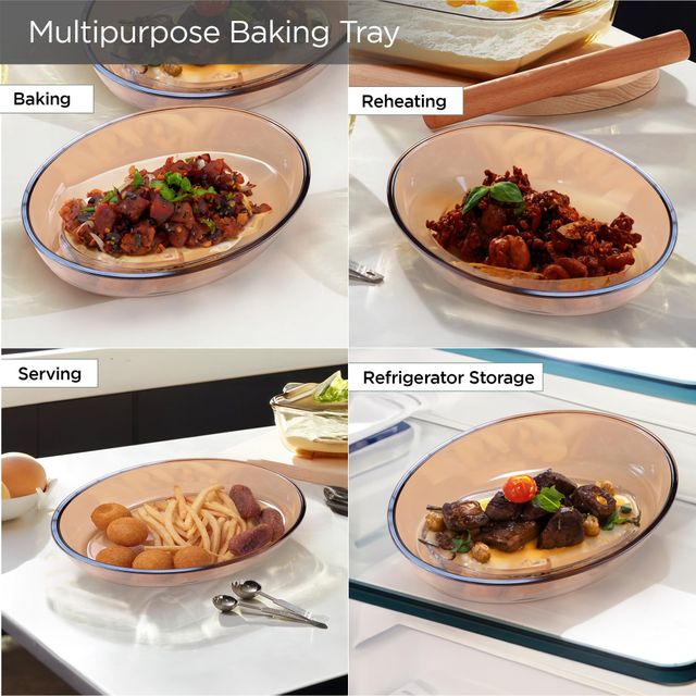 Umai 700Ml Borosilicate Glass Baking Tray | Transparent Microwave Oven Safe Utensils
