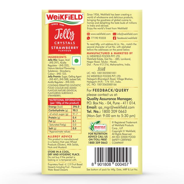 Weikfield Jelly Crystals Strawberry Flavour Carton(90gms) & Weikfield Jelly Crystals Mango Flavour Carton(90gms) Combo