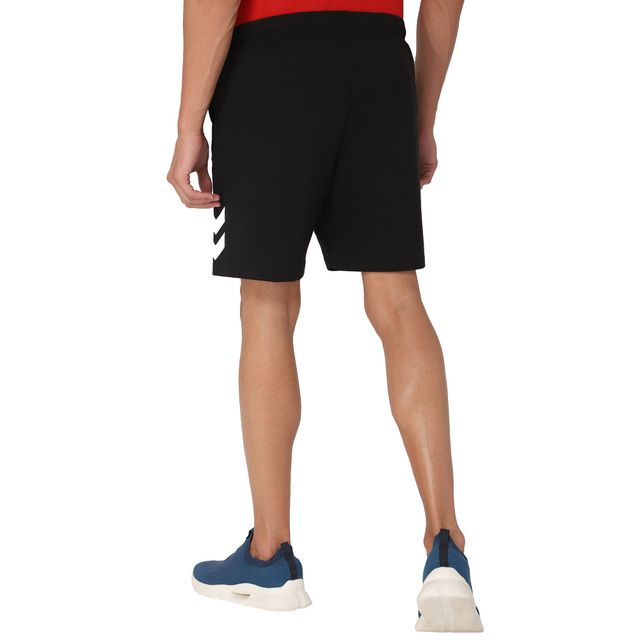 hummel Men's Ray Solid Regular Fit Cotton Poly Shorts with Zipper Pockets | Black - S