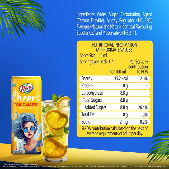Real Cheers Tonic Water - Cocktail Mixer