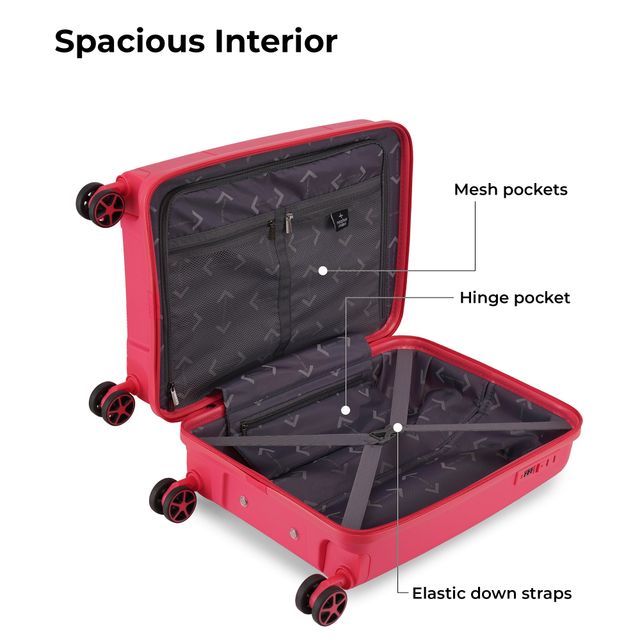 Nasher Miles Coorg Cabin Hard Sided Polypropylene 20 Inch|55 cm Trolley Bag - Paradish Pink