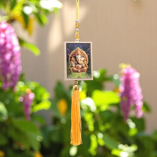 Divine Vibes Ganesh Ji Box Shape Car Dashboard Hanging