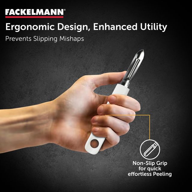 Fackelmann Stainless Steel Vegetable Peeler With Plastic Handle, 19Cm | Sharp Double-Slotted Blade