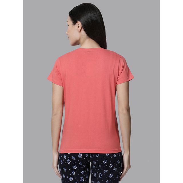 Kryptic Women's Printed Pure Cotton Lounge T-shirt | Fuschia Pink - S