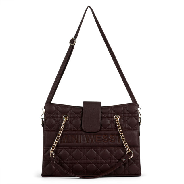 Mini Wesst Women's Solid Synthetic Leather Handheld Bag | Black - One Size