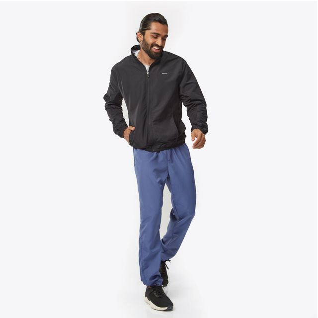 Domyos Men's Solid Polyester Jacket | Black - 2XL