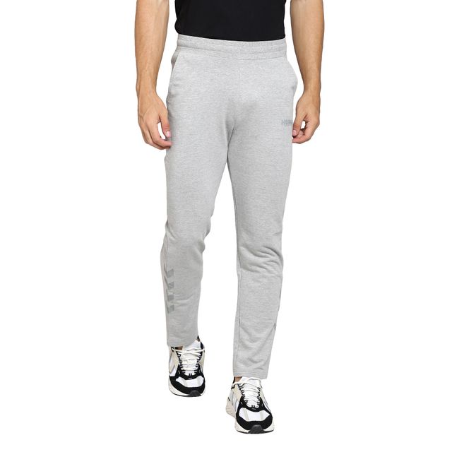 hummel Men's Alex Solid Regular Fit Cotton Poly Track Pant with Zipper Pockets | Grey - S