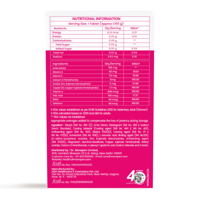 Dr. Morepen Biotin+ Advanced for Hair Growth, Skin & Nails Health