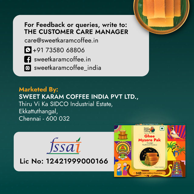Sweet Karam Coffee Premium Ghee Mysore Pak - 100% Authentic 100 g Combo