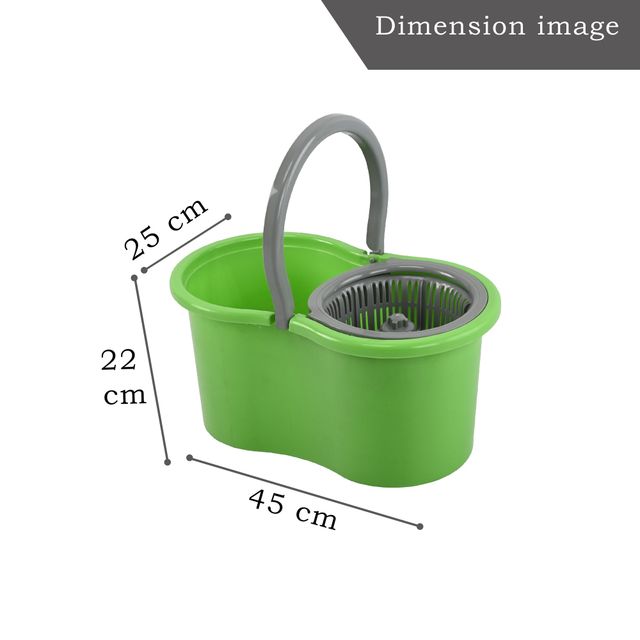 Kuber Industries Plastic Spin Mop Bucket | Floor Cleaner Mopping Set for Home & Office | Green