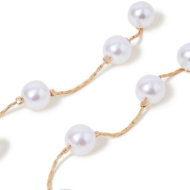 Accessorize London Women Pearl Station Long Drop Earring