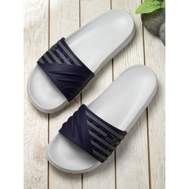 Asian Men's Slides | Slider-32 | Grey and Navy - UK 8