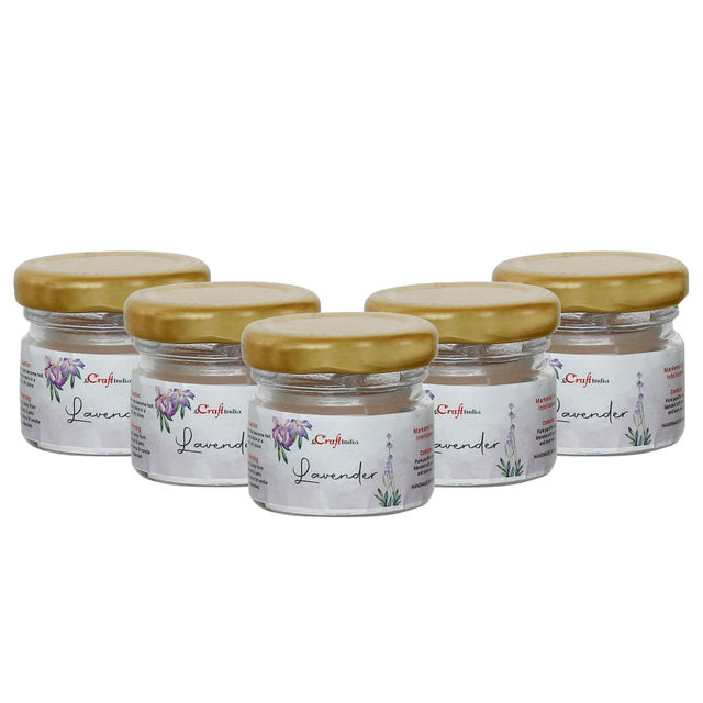 eCraftIndia Set Of 5 Mini Jar Lavender Scented Candles