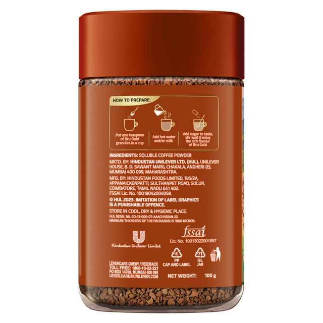 Bru Gold Premium Freeze Dried Arabica and Robusta Instant Coffee