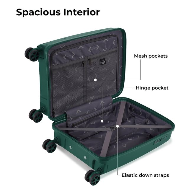 Nasher Miles Coorg Cabin Hard Side Polypropylene 20 Inch-55 cm Trolley Bag (Olivegreen)