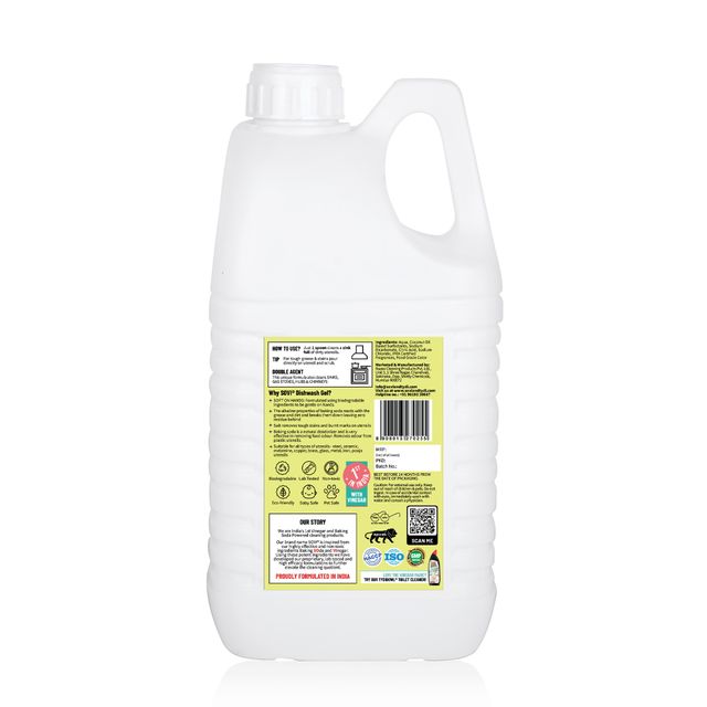 Sovi Eco-Friendly Dishwash Liquid With Baking Soda - Salt And Lemon Extract | Lemon Juicy