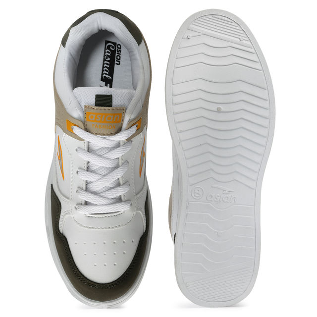 Asian Boston-01 Men Sneakers White-Mehandi-Beige (UK-9) - Buy at