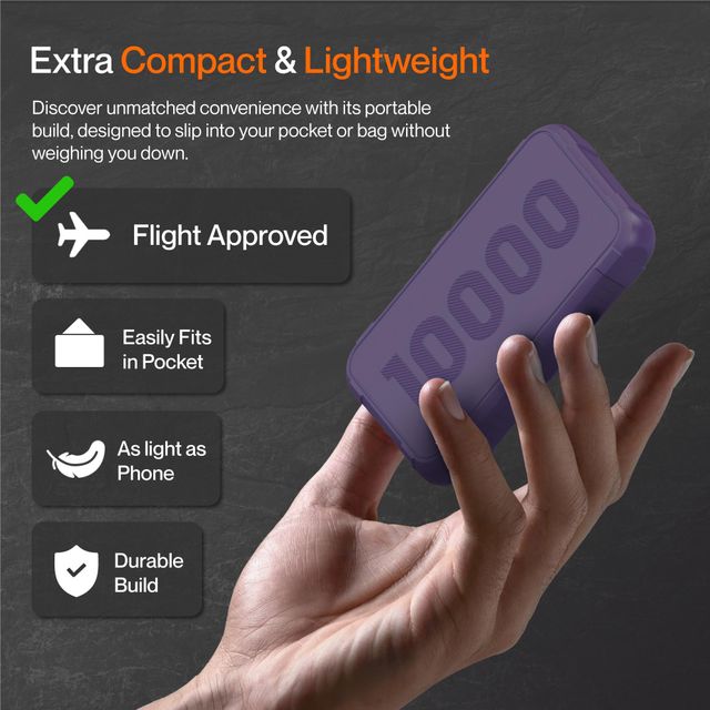 Ambrane 10000Mah Rugged, Slim & Compact Powerbank, 22.5W Fast Charging (Force 10K, Black)