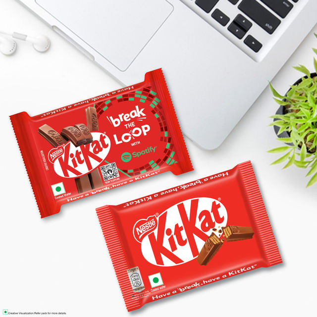 Kwality Wall'S Cornetto Double Chocolate Cone(105ml) & Nestle Kitkat Crispy & Creamy 4 Finger Chocolate Coated Wafer(38.5gms) Combo