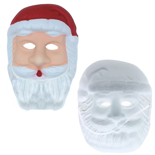 Santa Claus Face Mask With Attached Cap For Christmas Party