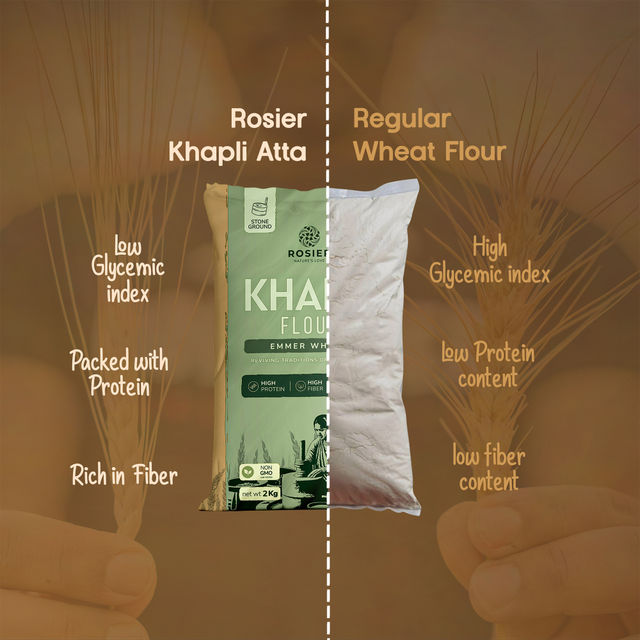 Rosier FOODs Stoneground Organic Khapli Wheat Atta