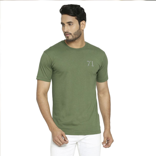 Vip Mens Round Neck Tshirt Bottle Green 001 | Xl (1pc) & Vincent Chase By Lenskart Unisex Solid Metal Aviator Sunglasses | Black And Gold - L (1pc) Combo
