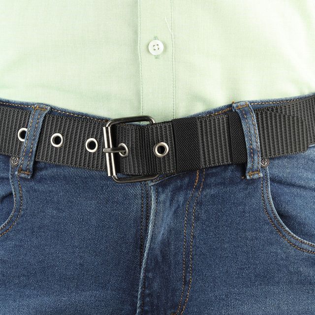 Zoro Men's Solid Woven Fabric Belt | Black - Free Size